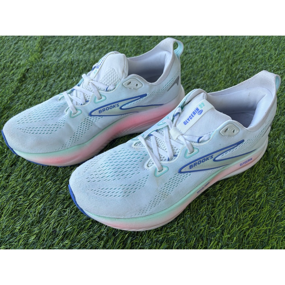 Brooks Glycerin 22 Womens Running Shoes Blue Pink White 1204341B110 Size 10.5